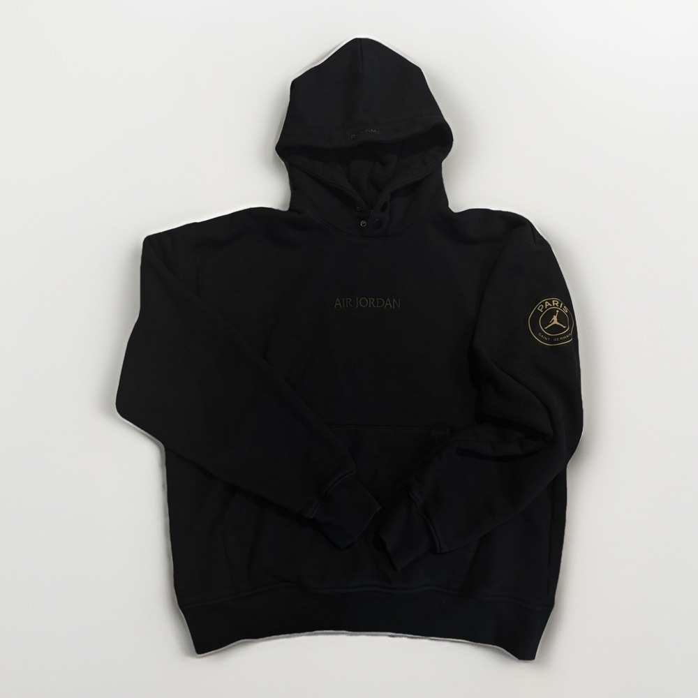Nike Jordan X Paris Saint-Germain Pullover Wordmark Hoodie Black Mens Medium